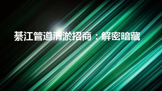 綦江管道清淤招商：解密暗藏的污泥寶藏！